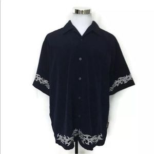 VTG Sapphire Lounge HAWAIIAN EMBROIDERED SHIRT Men's XL Vacation Holiday Beach